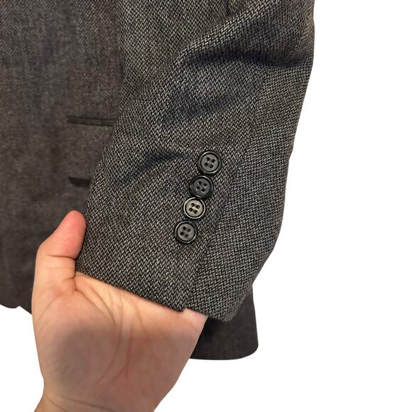 Vintage Brooks Brothers Jacket 42R Gray Herringbone Tweed Wool Blazer Sport Coat - Picture 9 of 16